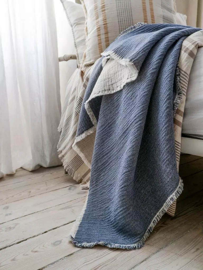 Elvang Thyme Decke 130x180 Cm, Blau 5 Elvang Thyme Decke 130x180 Cm, Blau – Bild 3