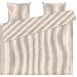 Juna Bæk & Bølge Lines Bettwäsche 220x220 Cm, Sand / Weiß