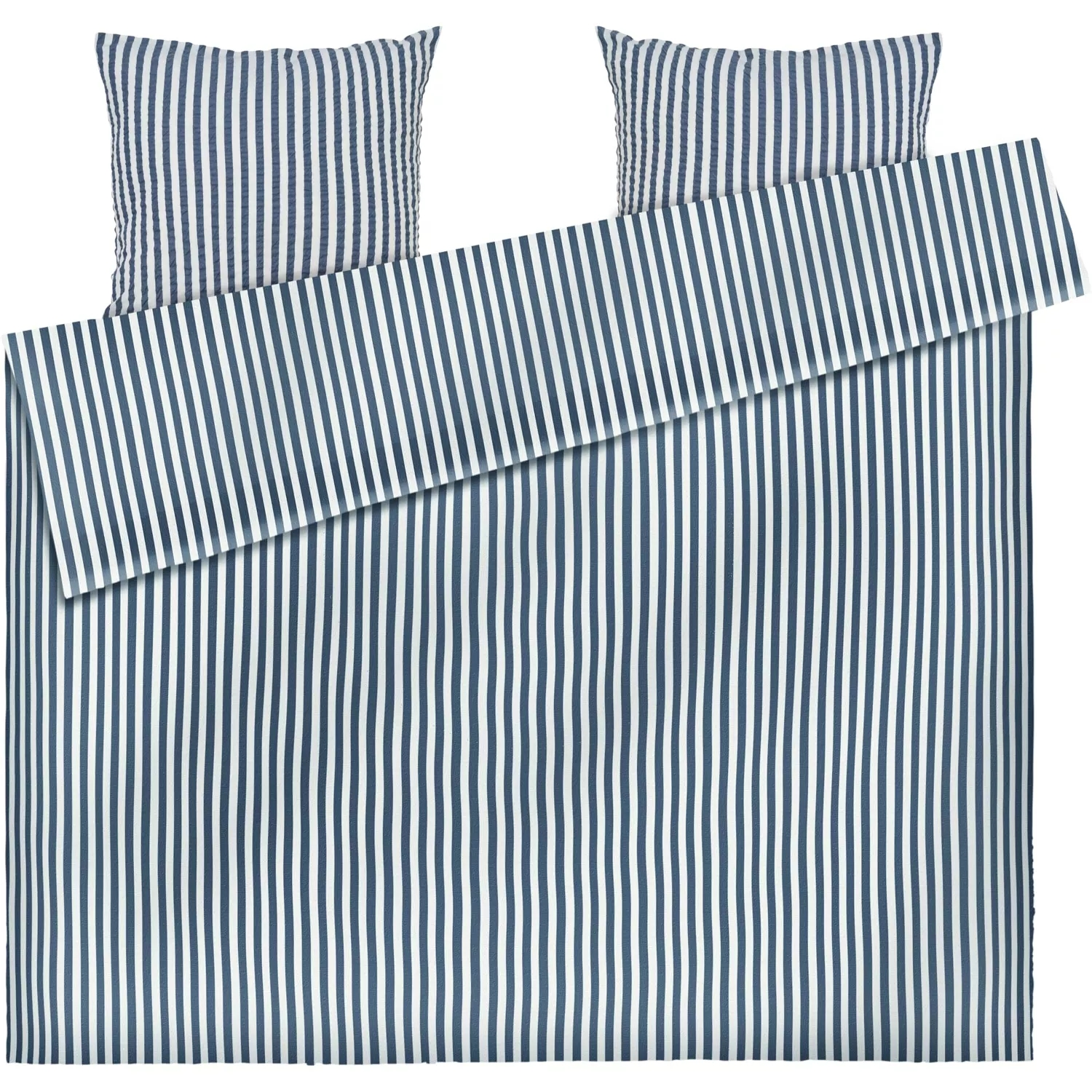 Juna Bæk & Bølge Lines Bettwäsche 220x220 Cm, Dunkelblau / Weiß 3 Juna Bæk & Bølge Lines Bettwäsche 220x220 Cm, Dunkelblau / Weiß