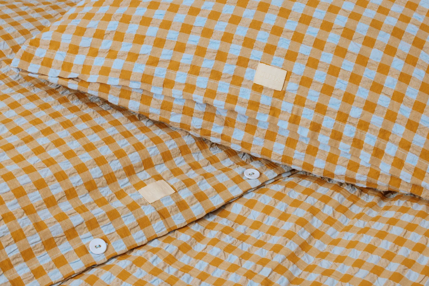 Juna Bæk&Bølge Bettwäsche 140x200 + 60x63 Cm, Sandfarben / Hellblau 4 Juna Bæk&Bølge Bettwäsche 140x200 + 60x63 Cm, Sandfarben / Hellblau – Bild 2