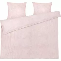 Juna Monochrome Lines Bettbezug-Set 220x220 + 50x60 Cm, Rosa