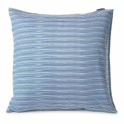 Lexington Striped Organic Cotton Sateen Kissenbezug Blau, 65x65 Cm