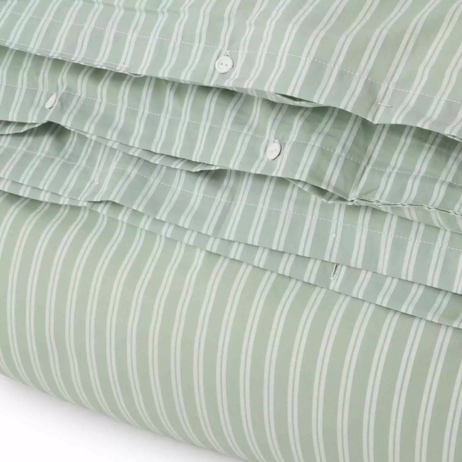 Lexington Striped Cotton Poplin Bettdeckenbezug Grün/Weiß, 150x210 Cm 4 Lexington Striped Cotton Poplin Bettdeckenbezug Grün/Weiß, 150x210 Cm – Bild 2