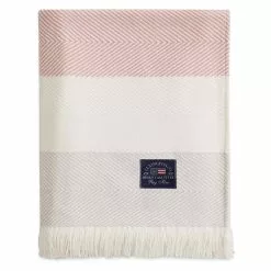 Lexington Herringbone Striped Decke 130x170 Cm, Rosa