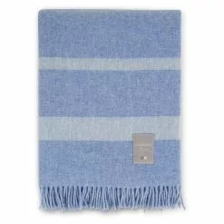 Lexington Hotel Wool Throw 130x170 Cm, Blue/White