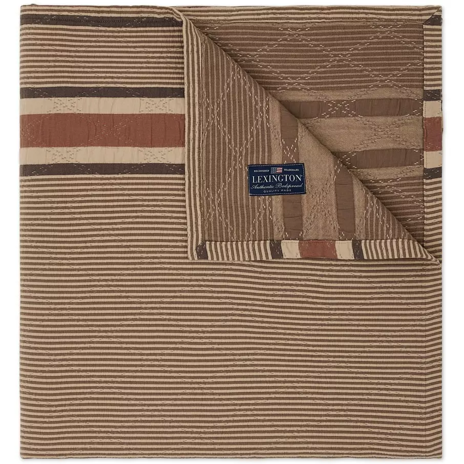 Lexington Side Striped Soft Quilted Cotton Tagesdecke 260x240 Cm, Beige 3 Lexington Side Striped Soft Quilted Cotton Tagesdecke 260x240 Cm, Beige