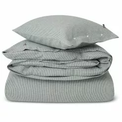 Lexington Striped Cotton Flannel Bettwäscheset Grün, 220x220 + 50x60 Cm