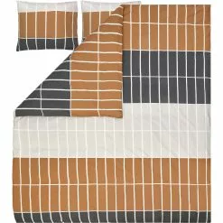 Marimekko Tiiliskivi Bettbezug Dunkelbraun / Beige / Charcoal, 240x220 Cm