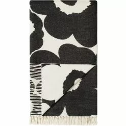 Marimekko Unikko Decke 130x180cm, Weiss/Schwarz