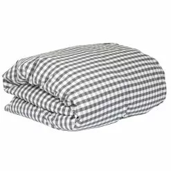 Mille Notti Casella Bettdeckenbezug 150x210 Cm, Elfenbein/Dunkelgrau