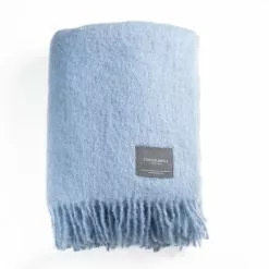 Stackelbergs Mohair Decke Gerollte Franse 130x170 Cm, Blue Fog