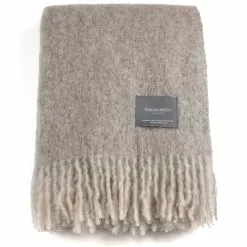 Stackelbergs Mohair Decke Gerollte Franse 130x170 Cm, Light Taupe & Brindle Melange