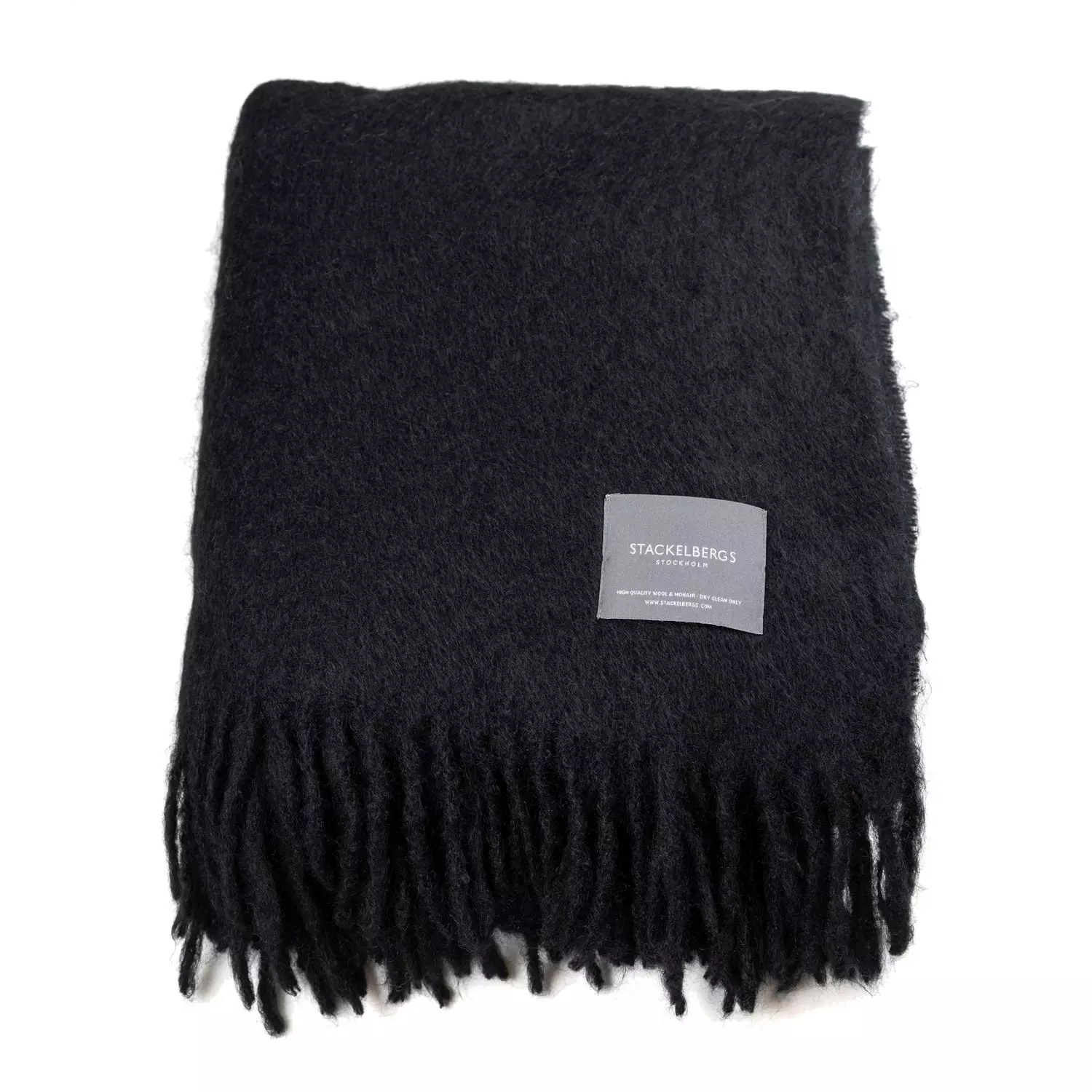 Stackelbergs Mohair Decke Gerollte Franse 130x170 Cm, Midnight Black 3 Stackelbergs Mohair Decke Gerollte Franse 130x170 Cm, Midnight Black