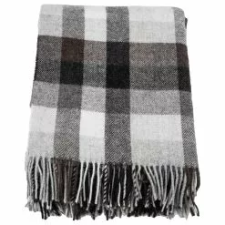 Stackelbergs Wool Blanket Checked Grey, Brown, Offwhite Decke 130x170 Cm Braun Grau Off-white
