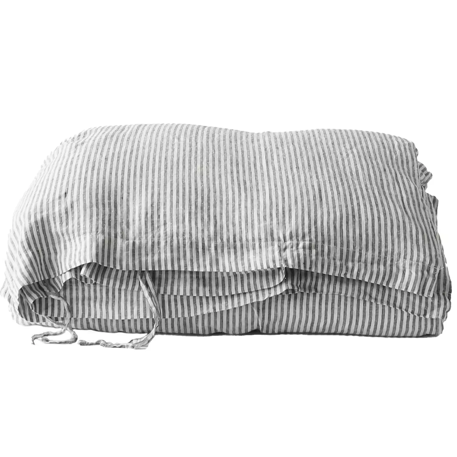 Tell Me More Gestreifter Bettdeckenbezug Leinen Grau/Weiß, 140x200 Cm 3 Tell Me More Gestreifter Bettdeckenbezug Leinen Grau/Weiß, 140x200 Cm
